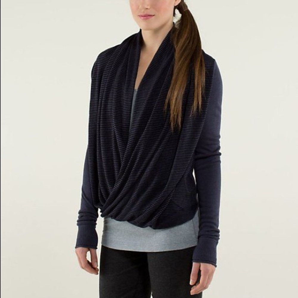 lululemon athletica navy draped crossover cardigan